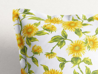 Poszewka na poduszkę z ozdobną kantą bawełniana - słoneczniki
