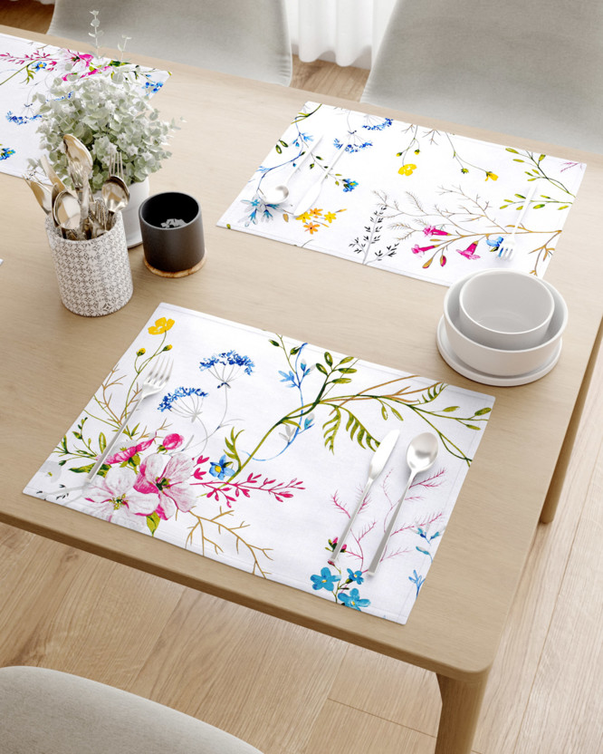 Podkładka na stół z płótna bawełnianego - malowane kwiaty polne - 2szt.