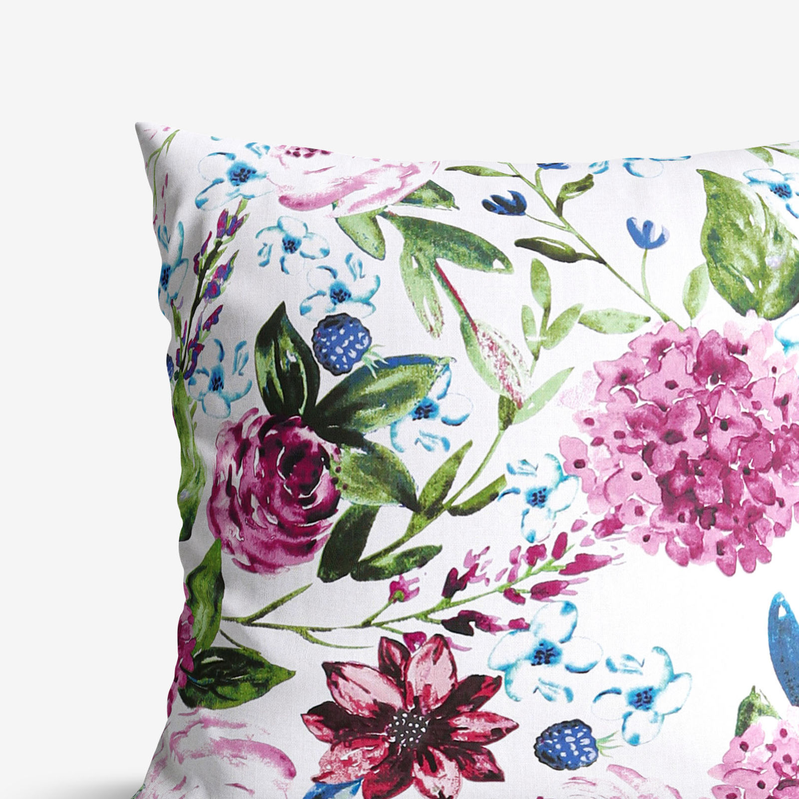 Poszewka na poduszkę bawełniana - motyw fioletowych hortensji