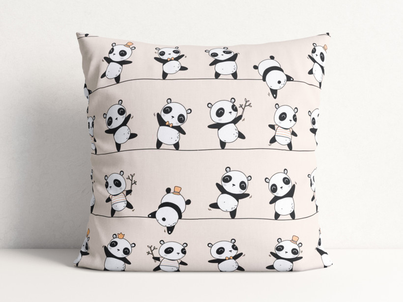 Poszewka na poduszkę bawełniana dla dzieci - tańczące pandy