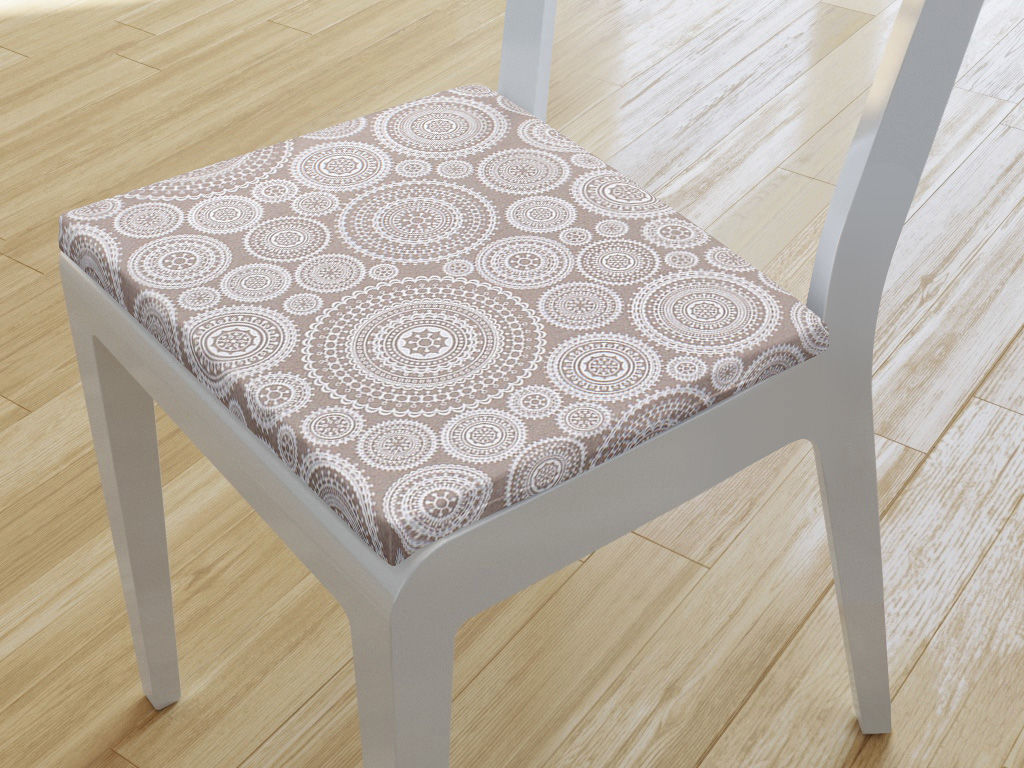 Kwadratowa poduszka na krzesło 38x38 cm Loneta - mandale na naturalnym