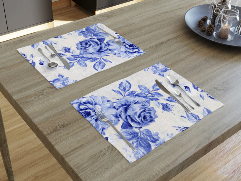 Podkładka na stół Loneta - duże niebieskie róże - 2szt.
