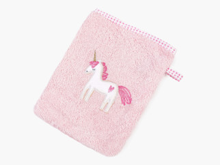 Myjka do kąpieli dla dzieci frotte - jednorożec na różowym