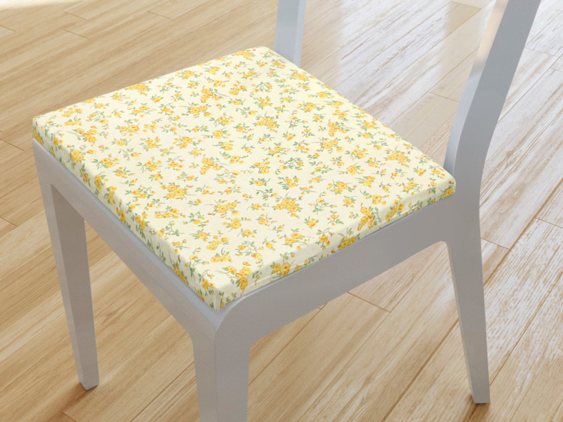 Kwadratowa poduszka na krzesło 38x38 cm - kwiatki na kremowym