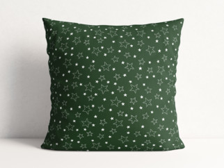 Poszewka na poduszkę bawełniana - białe gwiazdki na zielonym