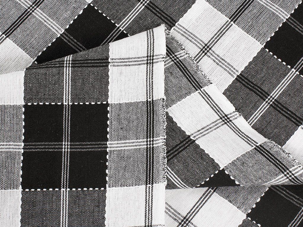 Mocna tkanina bawełniana Kanafas 230 g/m2 - czarno-biała kratka