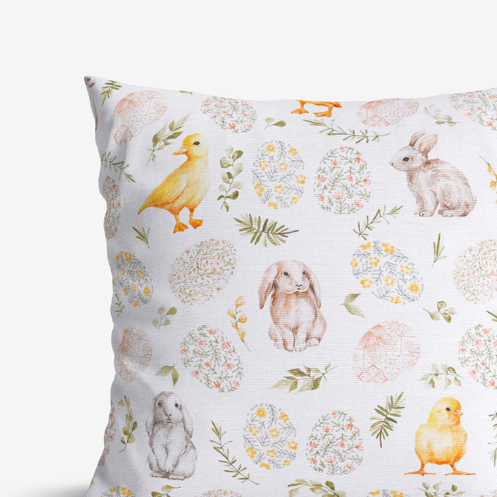 Poszewka na poduszkę dekoracyjna wielkanocna Loneta - kurczęta i króliczki