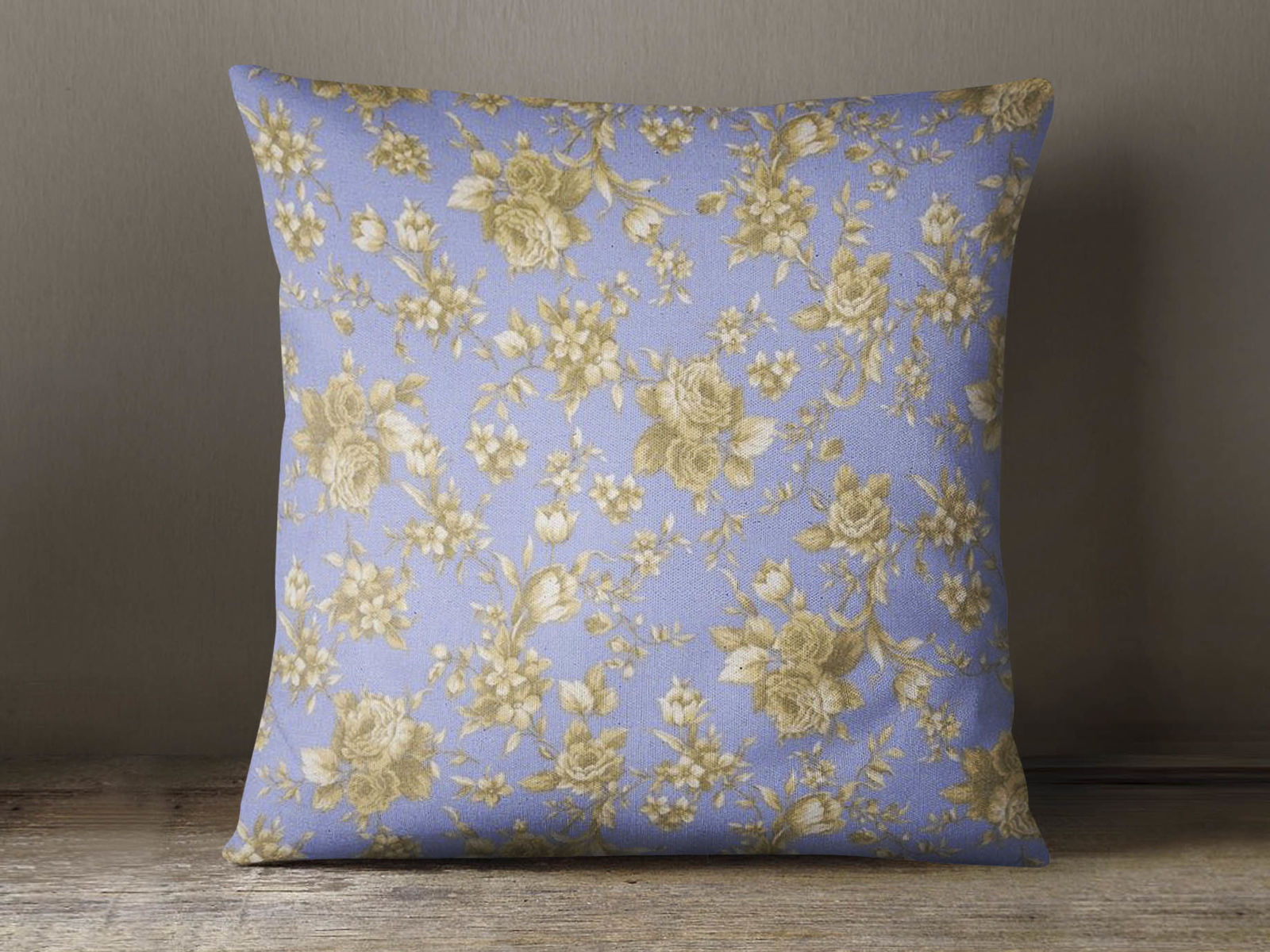 Poszewka na poduszkę dekoracyjna Mestral - kwiaty na niebieskim