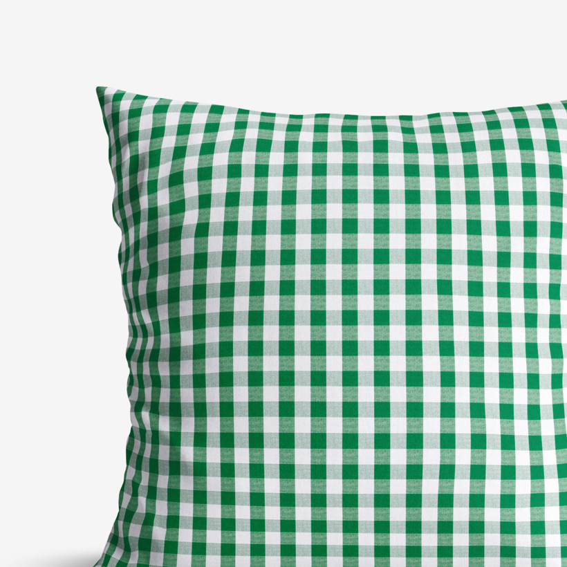 Poszewka na poduszkę bawełniana - zielono-biała kratka