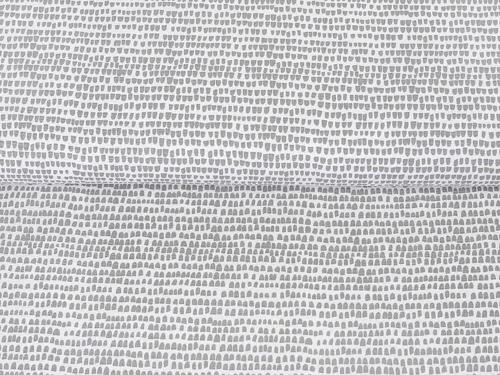 Płótno bawełniane - małe szare kształty na białym