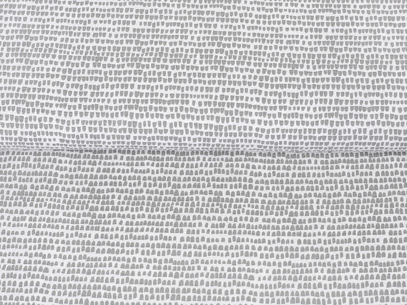 Płótno bawełniane - małe szare kształty na białym