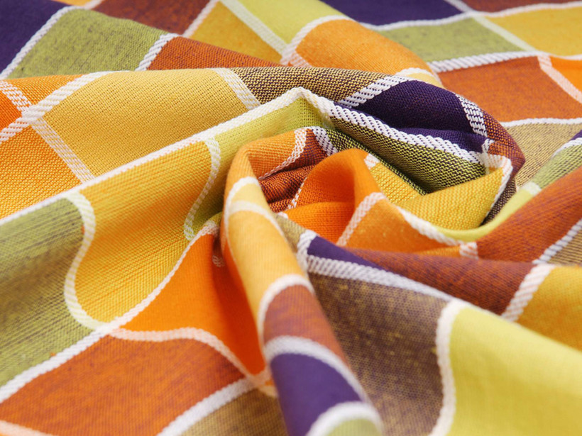 Mocna tkanina bawełniana Kanafas 230 g/m2 - duża kratka żółto-zielono-niebieska