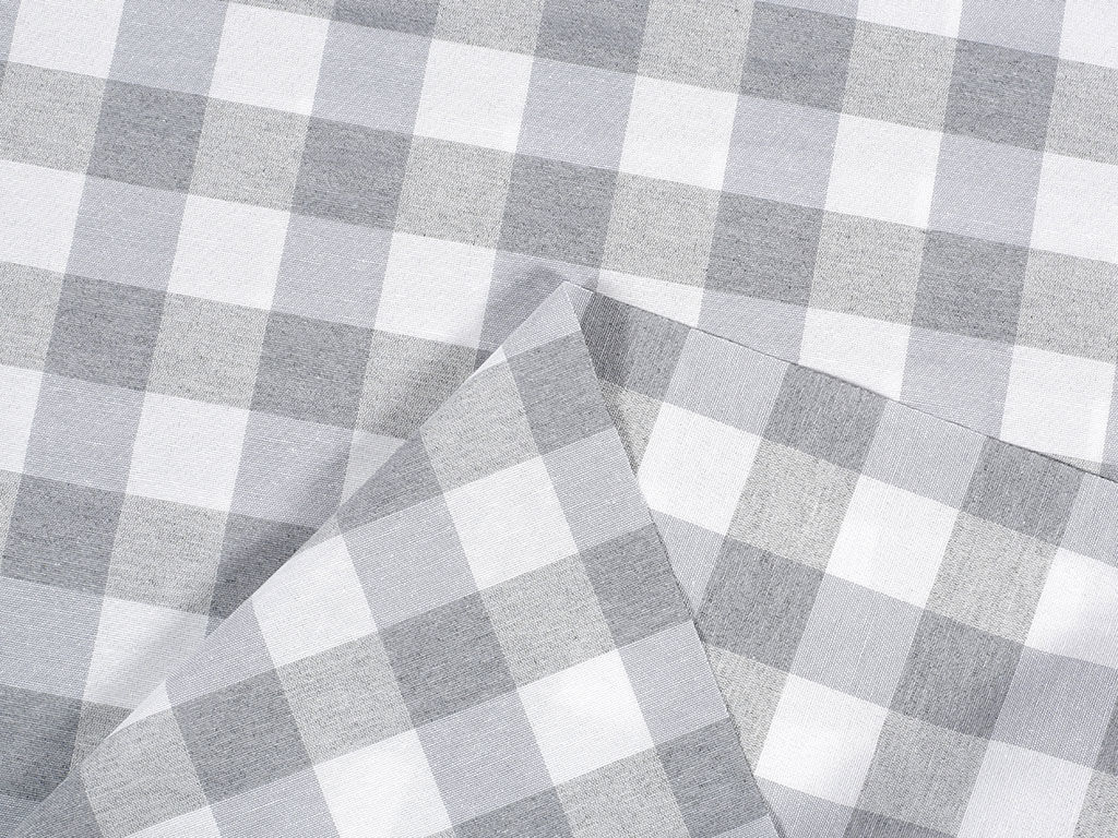 Tkanina dekoracyjna Menorca - duża szaro-biała kratka