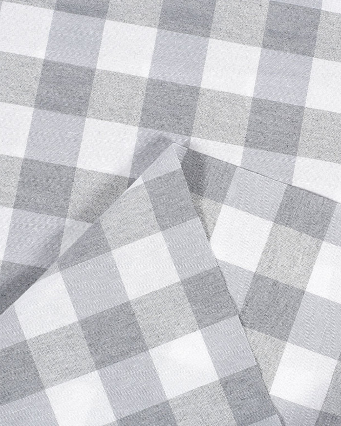 Tkanina dekoracyjna Menorca - duża szaro-biała kratka
