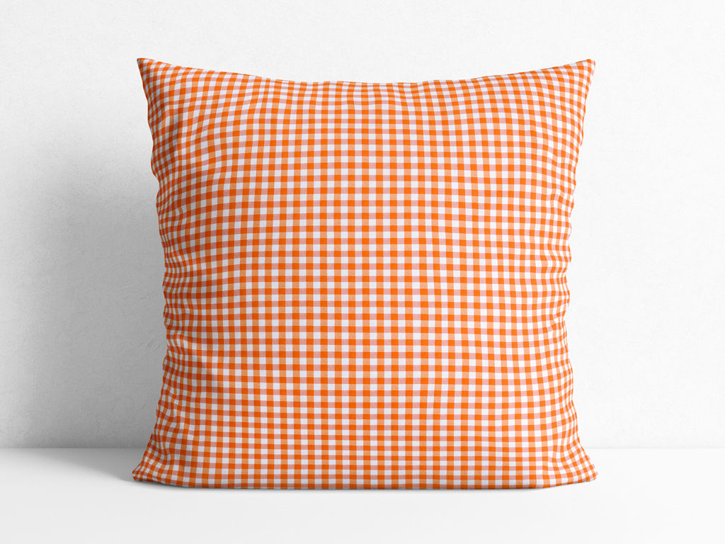 Poszewka na poduszkę dekoracyjna Menorca - mała pomarańczowo-biała kratka