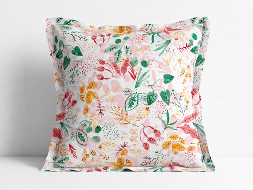 Poszewka na poduszkę z ozdobną kantą dekoracyjna Loneta - kolorowe liście