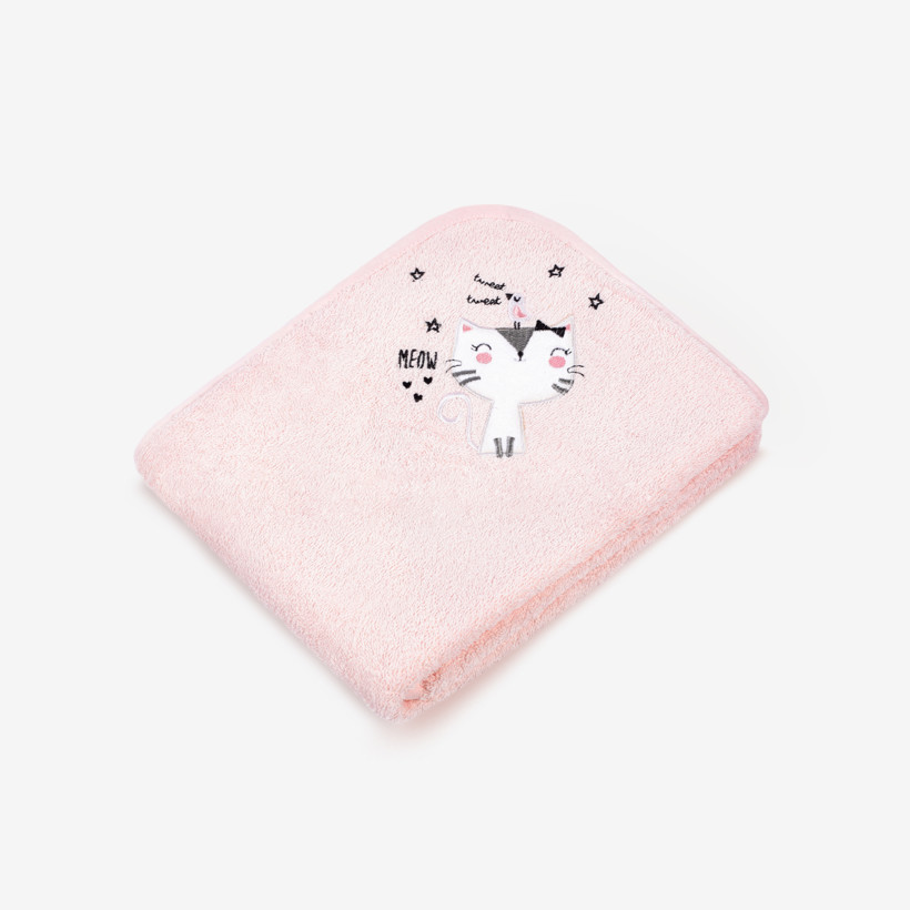 Ręcznik dziecięcy LILI 100x100 cm różowy - kotek