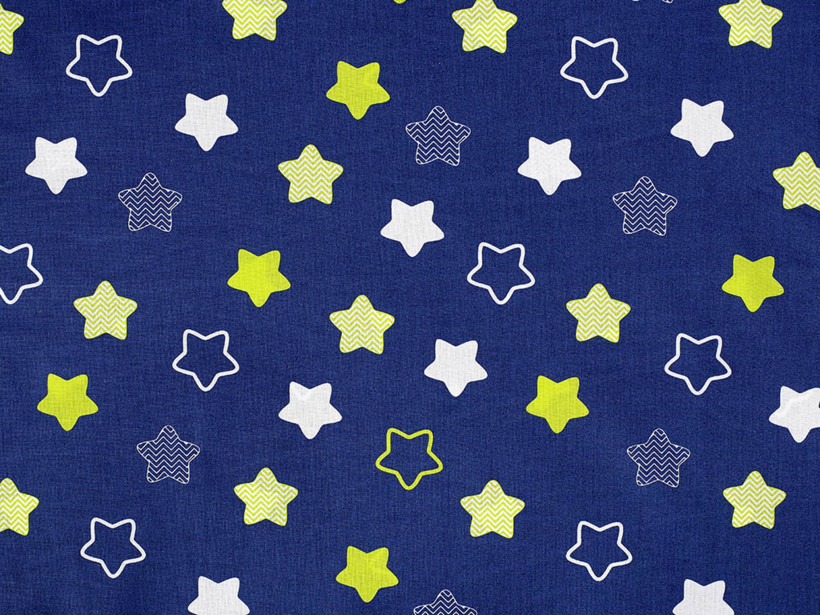 Płótno bawełniane - gwiazdy na ciemnoniebieskim