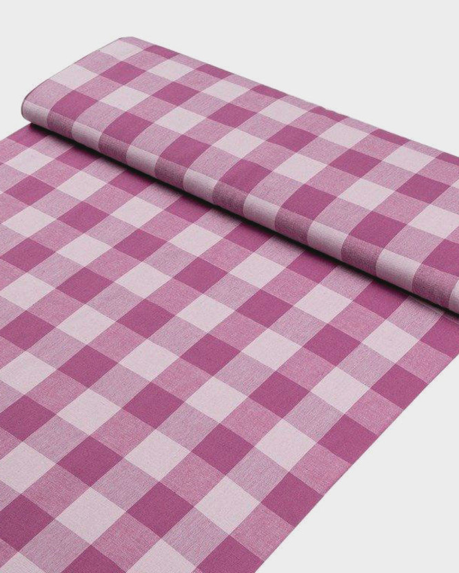 Mocna tkanina bawełniana Kanafas 230 g/m2 - duża fioletowo-biała kratka