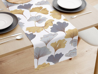 Bieżnik na stół bawełniany - liście miłorzębu