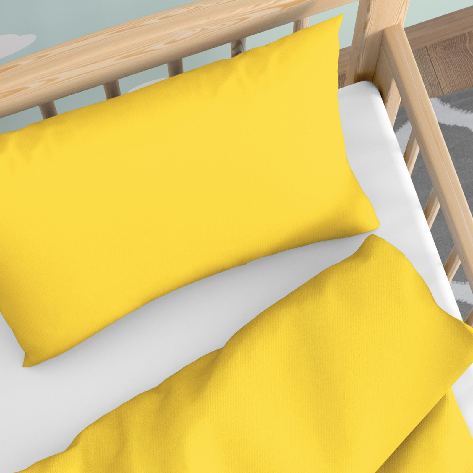 Pościel bawełniana do łóżeczka - żółta