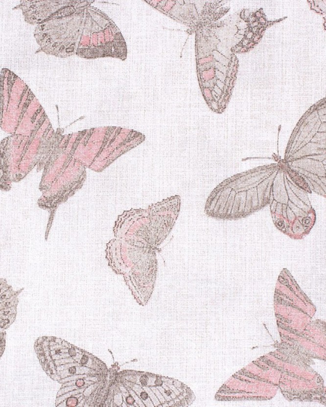 Tkanina dekoracyjna Loneta - różowe motyle