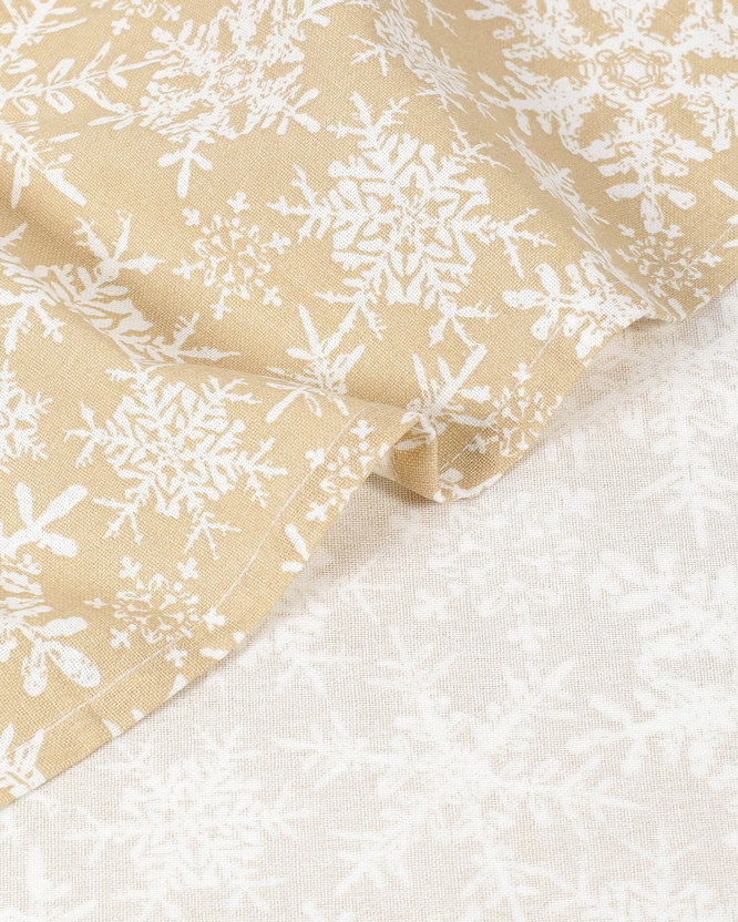 Ścierka kuchenna bawełniana świąteczna - płatki śniegu na złotym