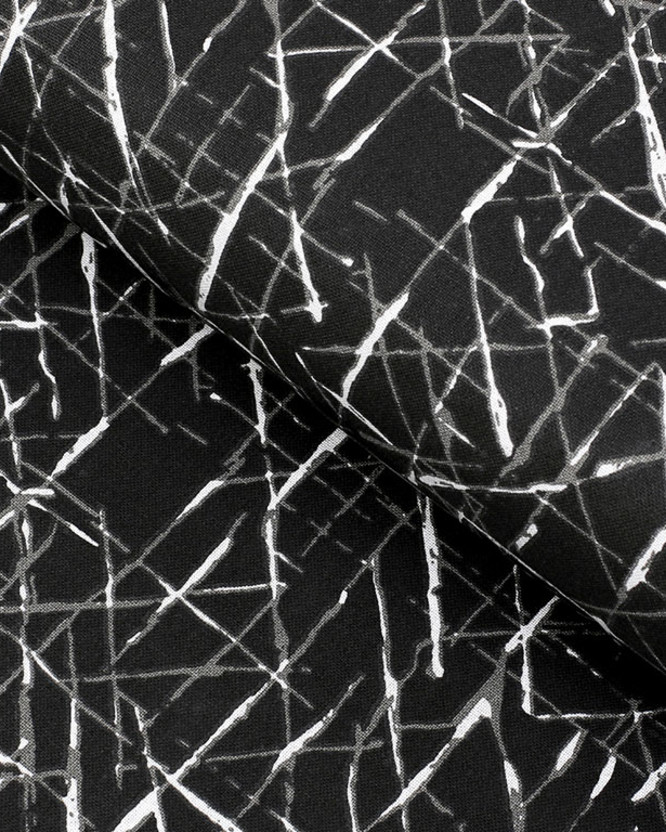 Mocna tkanina bawełniana Kanafas 220 g/m2 - designowe wzory linii na czarnym