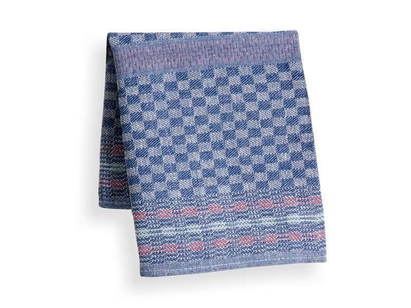 Ręcznik roboczy bawełniany - niebieska kostka z paskami