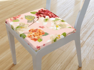 Kwadratowa poduszka na krzesło 38x38 cm Loneta - wiosenne kwiaty
