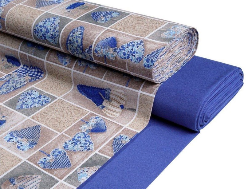 Tkanina dekoracyjna jednokolorowa Loneta - niebieska