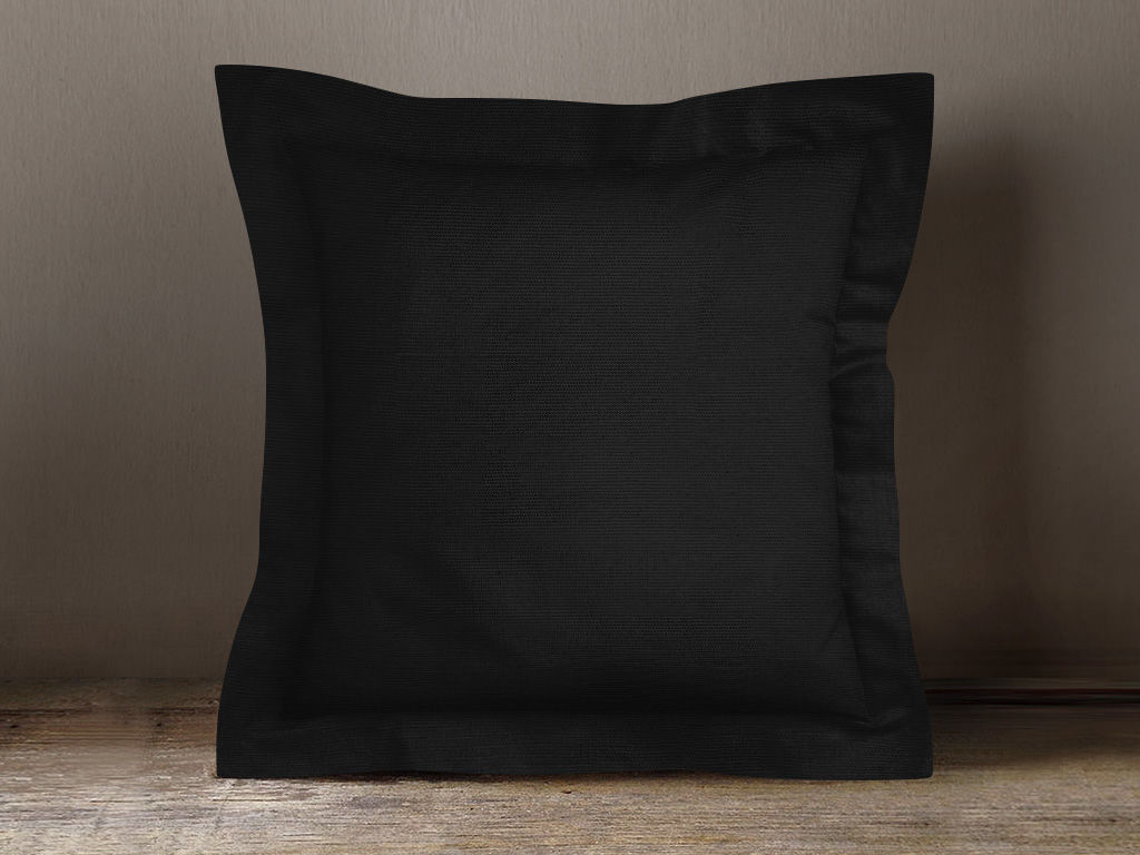 Poszewka na poduszkę z ozdobną kantą dekoracyjna Loneta - czarna