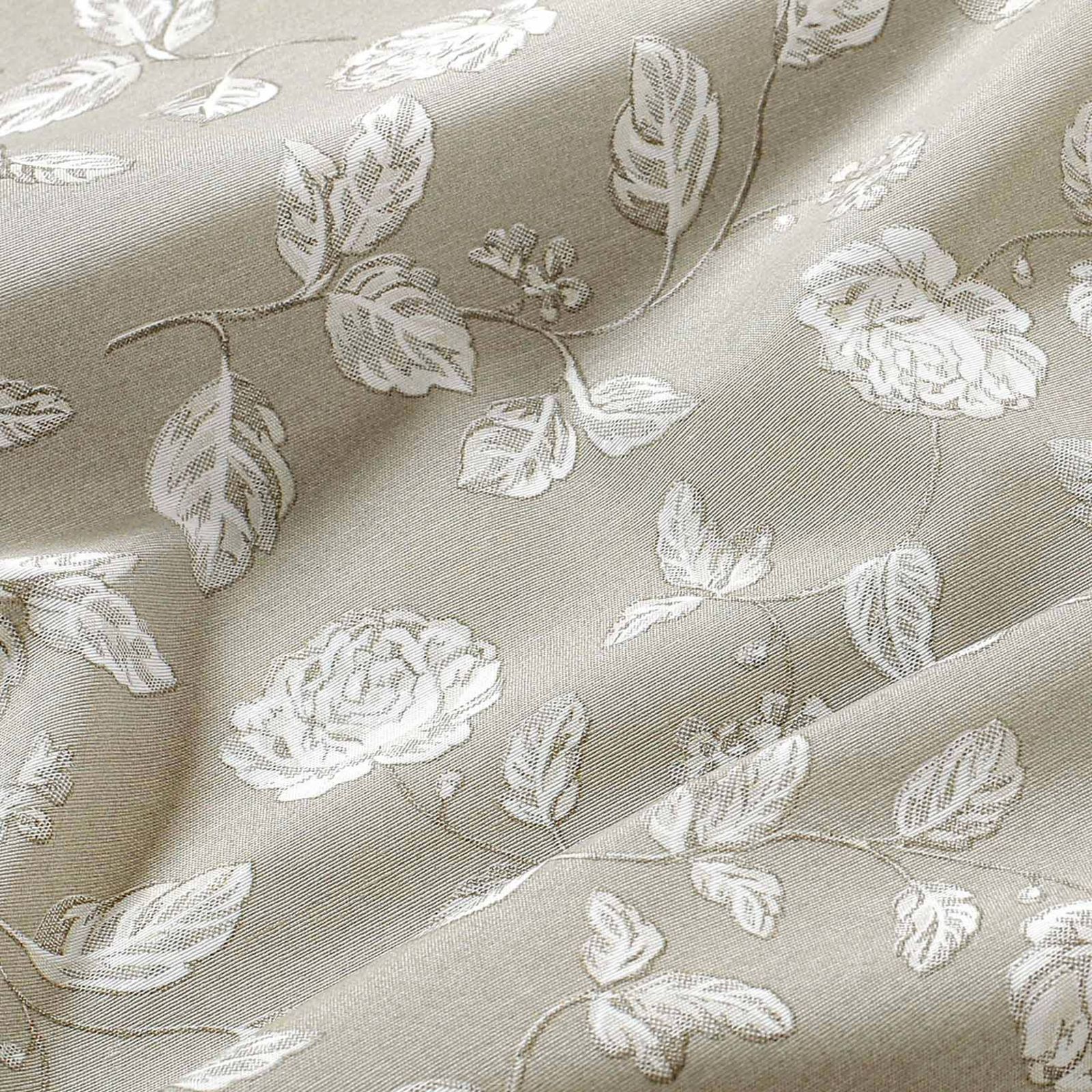 Tkanina dekoracyjna Loneta - białe róże na naturalnym