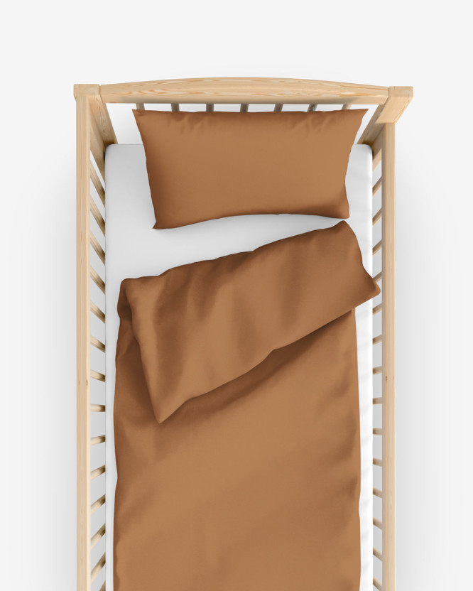 Pościel bawełniana do łóżeczka - cynamonowo-brązowa