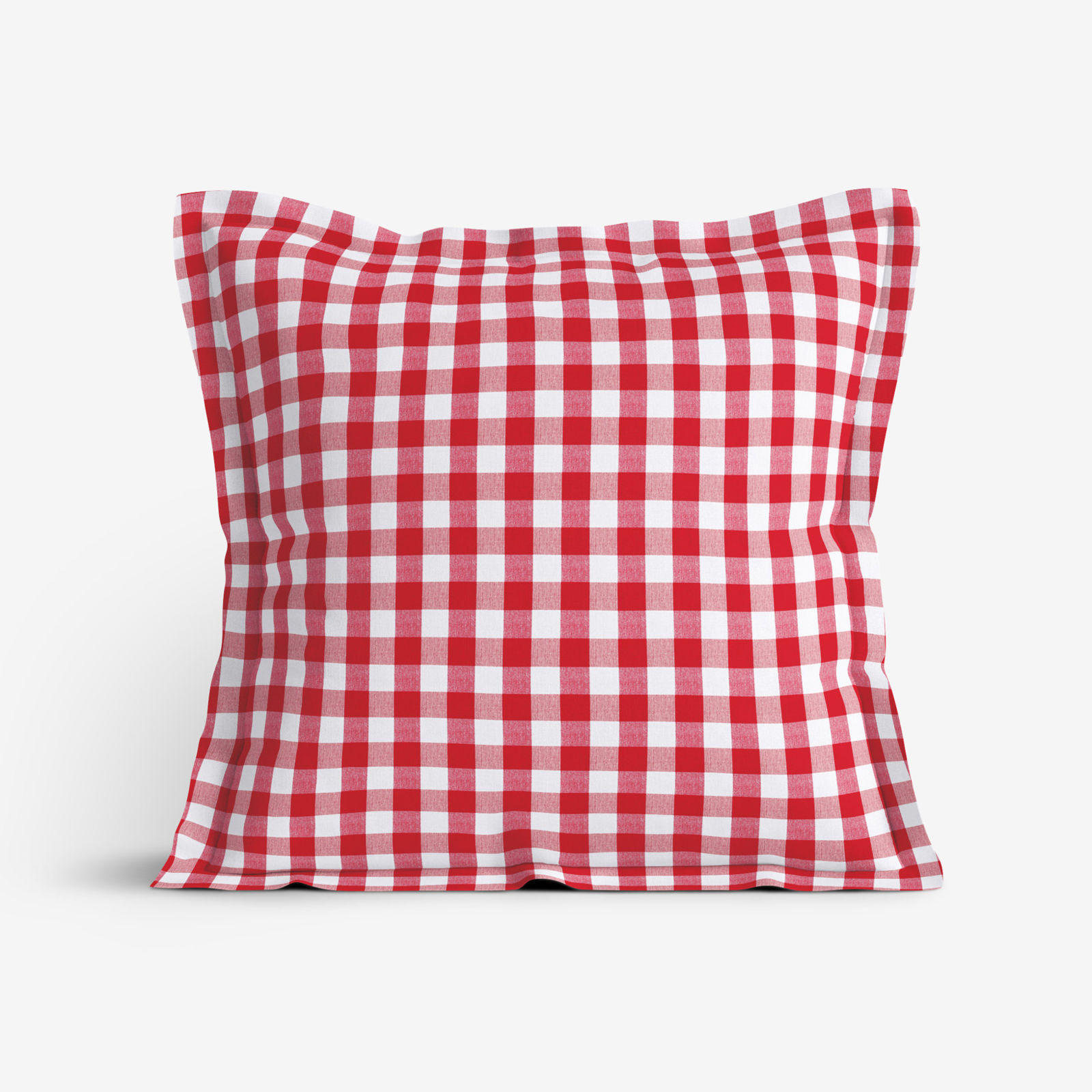 Poszewka na poduszkę z ozdobną kantą dekoracyjna Menorca - czerwono-biała kratka