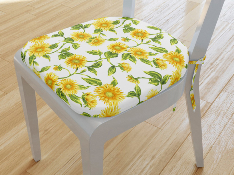 Zaokrąglona poduszka na krzesło 39x37 cm - słoneczniki