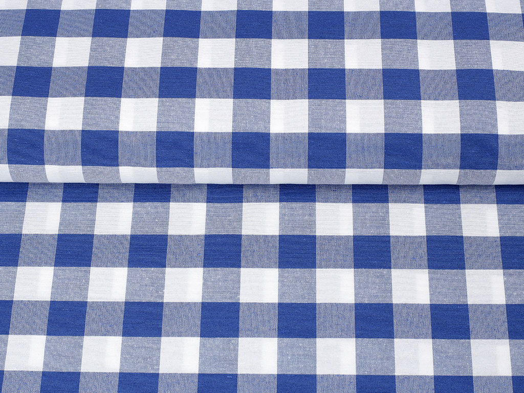 Tkanina dekoracyjna Menorca - duża niebiesko-biała kratka