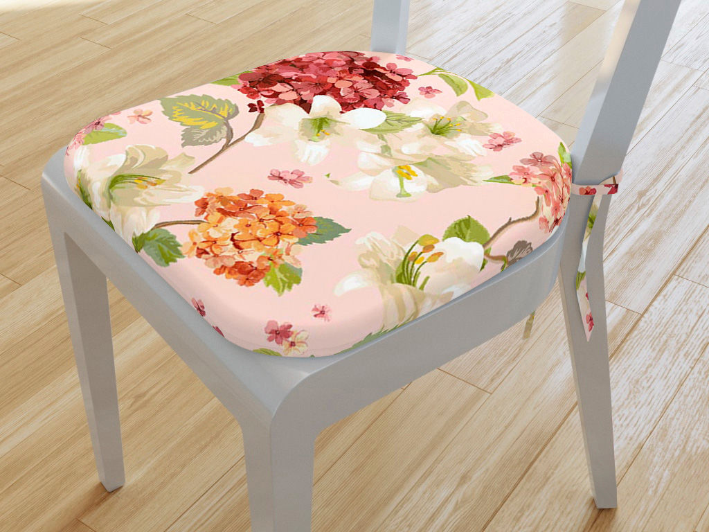 Zaokrąglona poduszka na krzesło 39x37 cm Loneta - wiosenne kwiaty