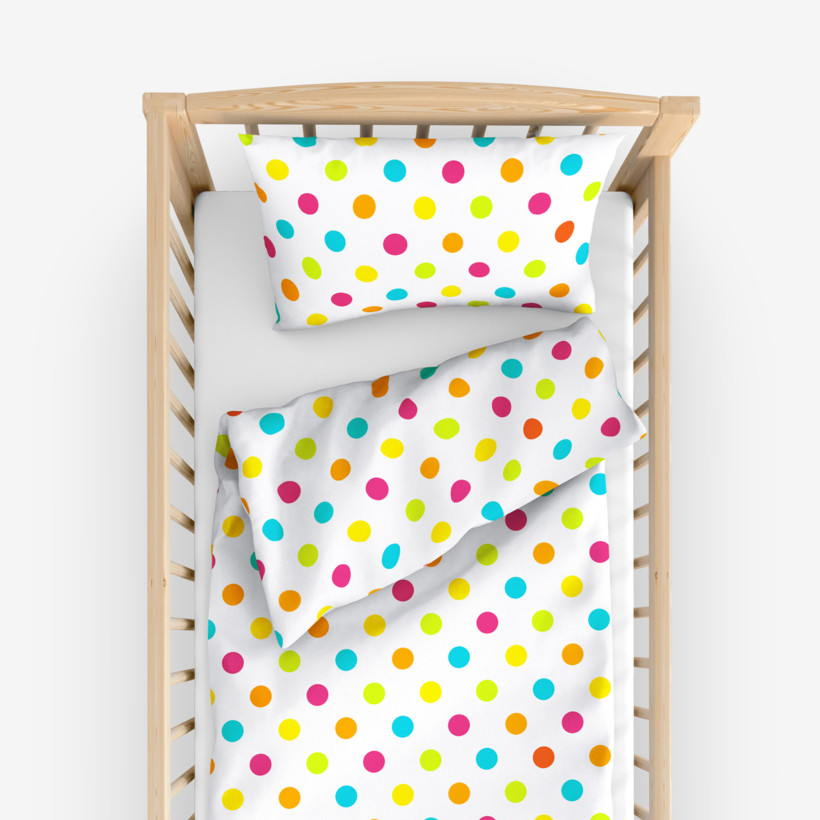 Pościel bawełniana do łóżeczka - duże kolorowe kropki