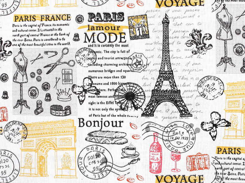 Płótno bawełniane - symbole Paryża