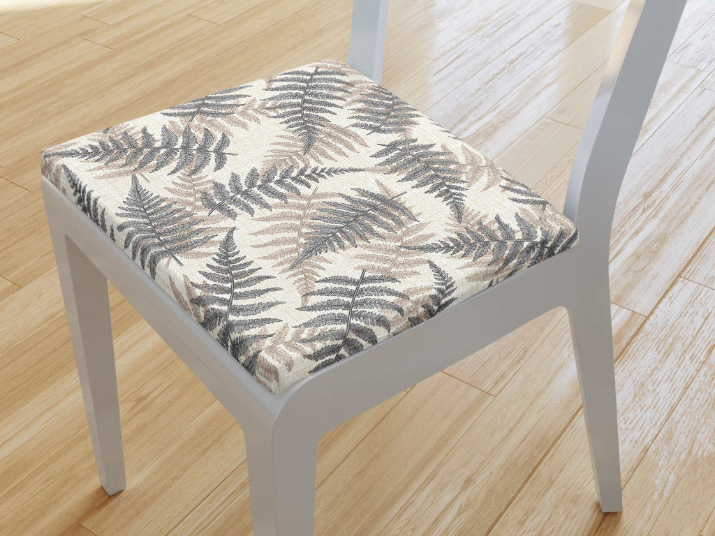 Kwadratowa poduszka na krzesło 38x38 cm Loneta - paprocie
