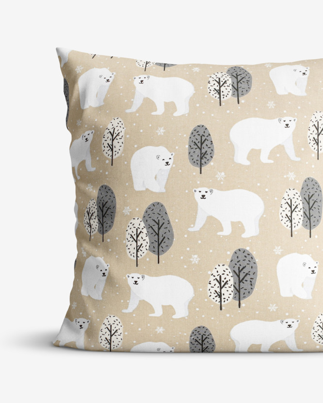 Poszewka na poduszkę bawełniana świąteczna - niedźwiedzie polarne