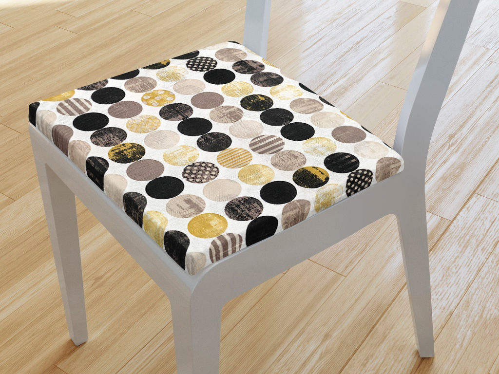 Kwadratowa poduszka na krzesło 38x38 cm Vintage - designerskie kółka ze złotem