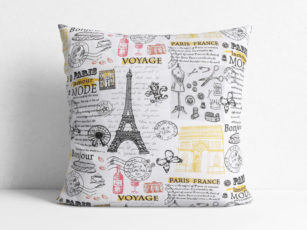Poszewka na poduszkę bawełniana - symbole Paryża