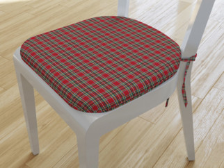 Zaokrąglona poduszka na krzesło 39x37 cm Loneta - mała czerwona kratka