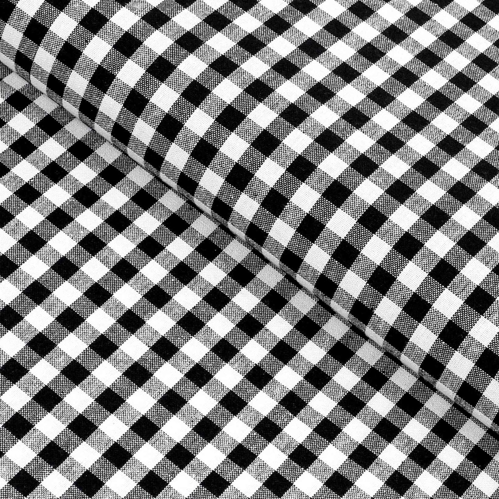 Mocna tkanina bawełniana Kanafas 230 g/m2 - mała kratka czarno-biała