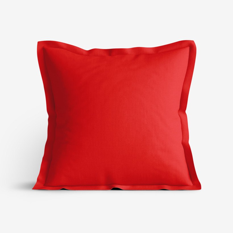 Poszewka na poduszkę z ozdobną kantą bawełniana - czerwona