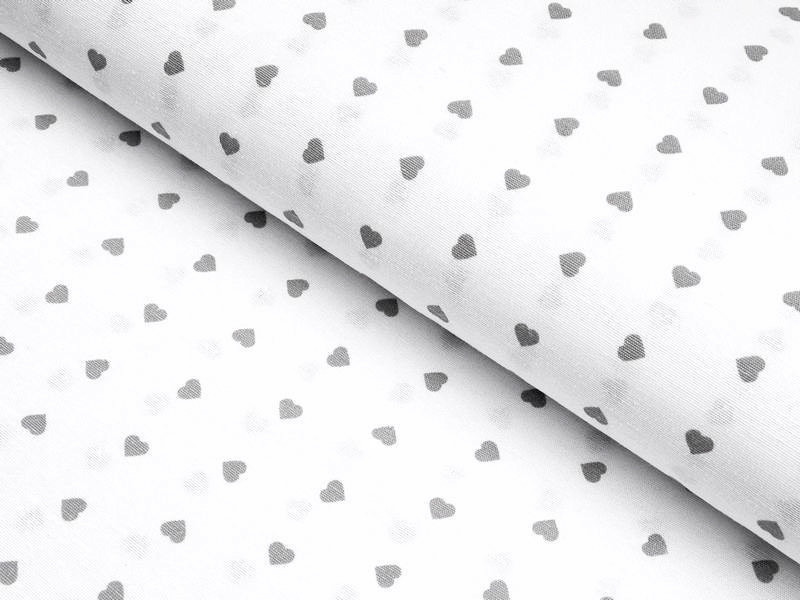 Tkanina dekoracyjna Loneta - szare serca na białym