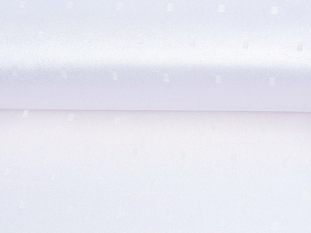 Luksusowa tkanina obrusowa plamoodporna - biała z fioletowym odcieniem z błyszczącymi prostokątami