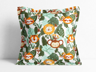 Poszewka na poduszkę z ozdobną kantą bawełniana dla dzieci - zwierzęta w dżungli